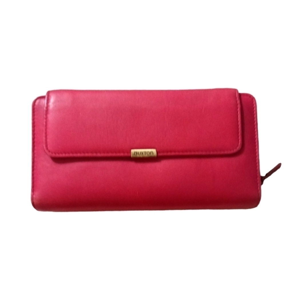 Buxton Soft Red Leather Wallet Genuine Velvet Touch Leather Wallet